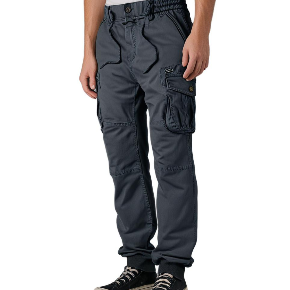 Modern men's cargo joggers, designed for both comfort and urban exploration.