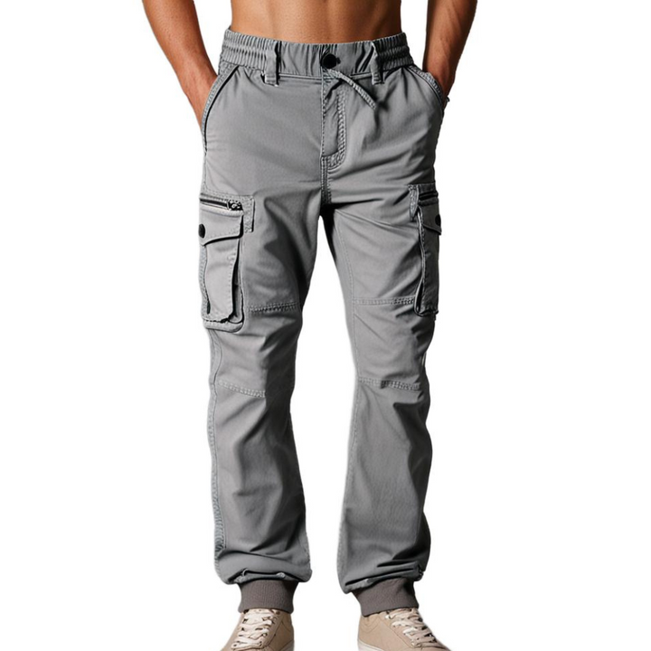 Rugged yet refined men's cargo joggers, perfect for an adventurous & stylish look.