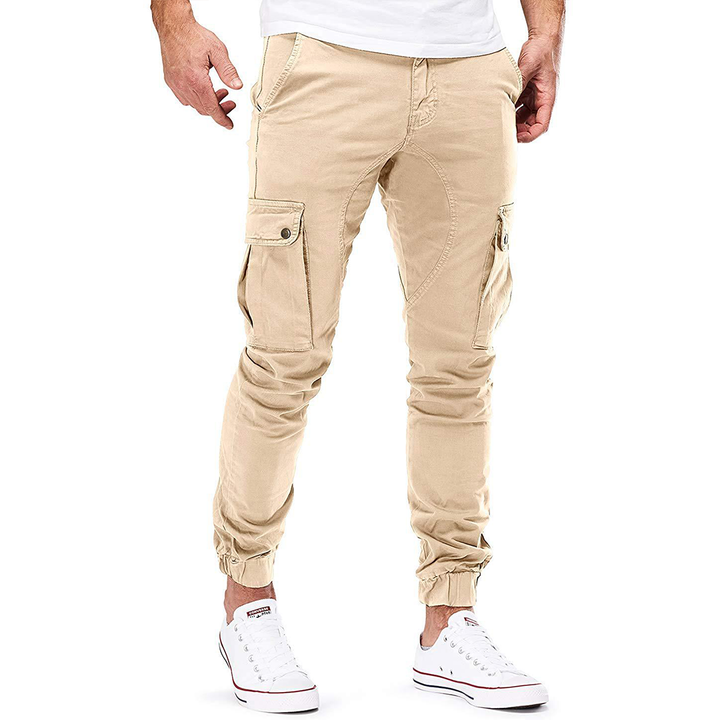 Men's activewear cargo joggers with multiple pockets & stretch cotton blend fabric for ultimate comfort.
