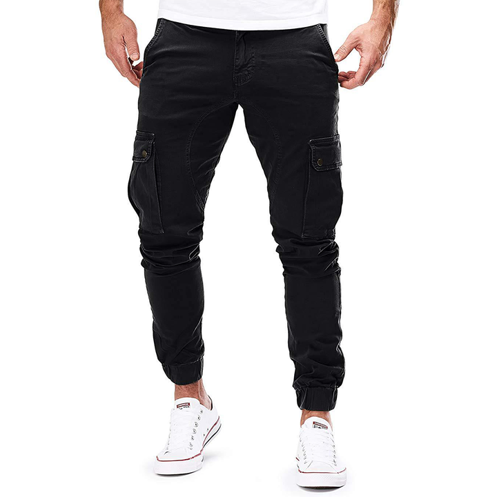 Stylish men's cargo joggers, a new arrival in activewear. Features comfy stretch fabric for urban & casual looks.