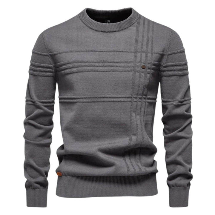 Comfortable men's long sleeve crew neck sweater, relaxed fit, versatile for fall & winter everyday fashion.