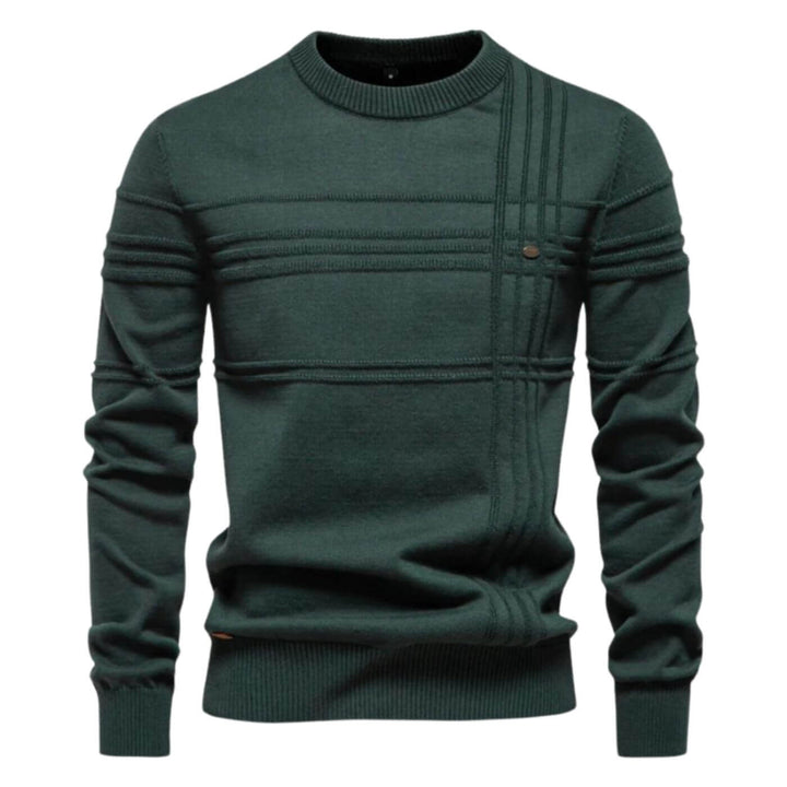 Modern men's fashion casual sweater, stylish refined lines, comfortable long sleeve for fall & winter outfits.