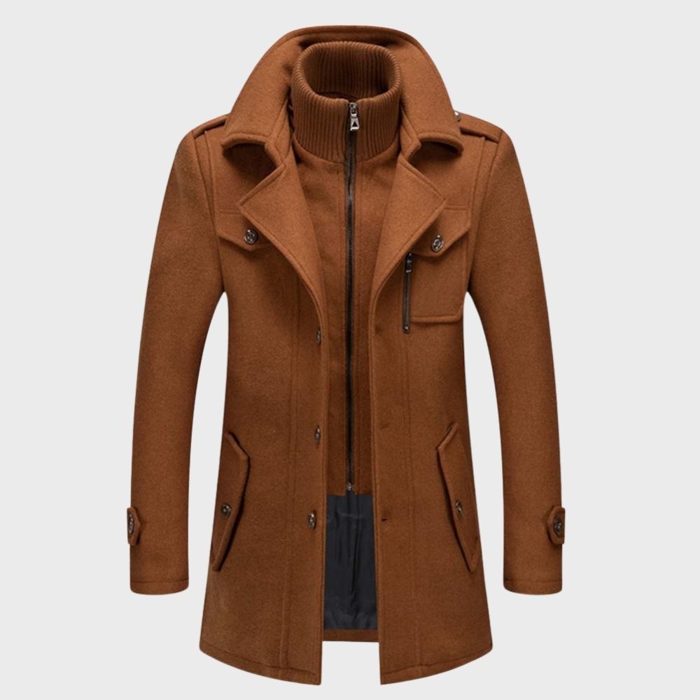 Man wearing a stylish casual winter jacket, perfect for versatile cold weather outerwear and modern men's fashion.