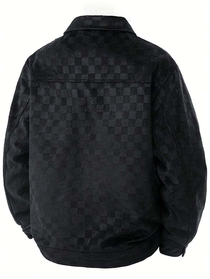 Modern fit men's checkered jacket. A stylish piece of transitional outerwear for contemporary men's fashion.