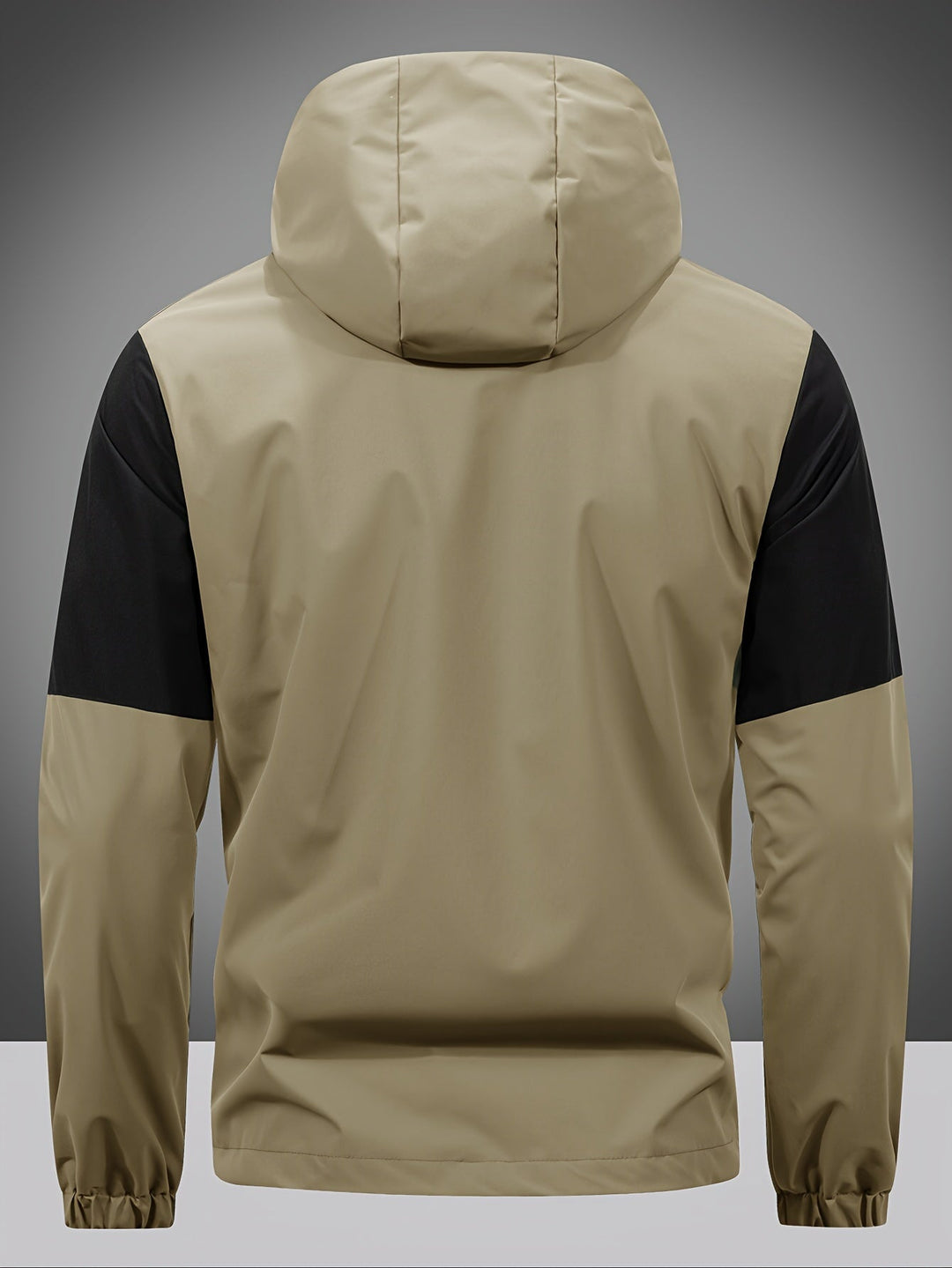 Men's versatile color block hooded jacket. Lightweight zip-front outerwear, ideal for casual spring/autumn style.