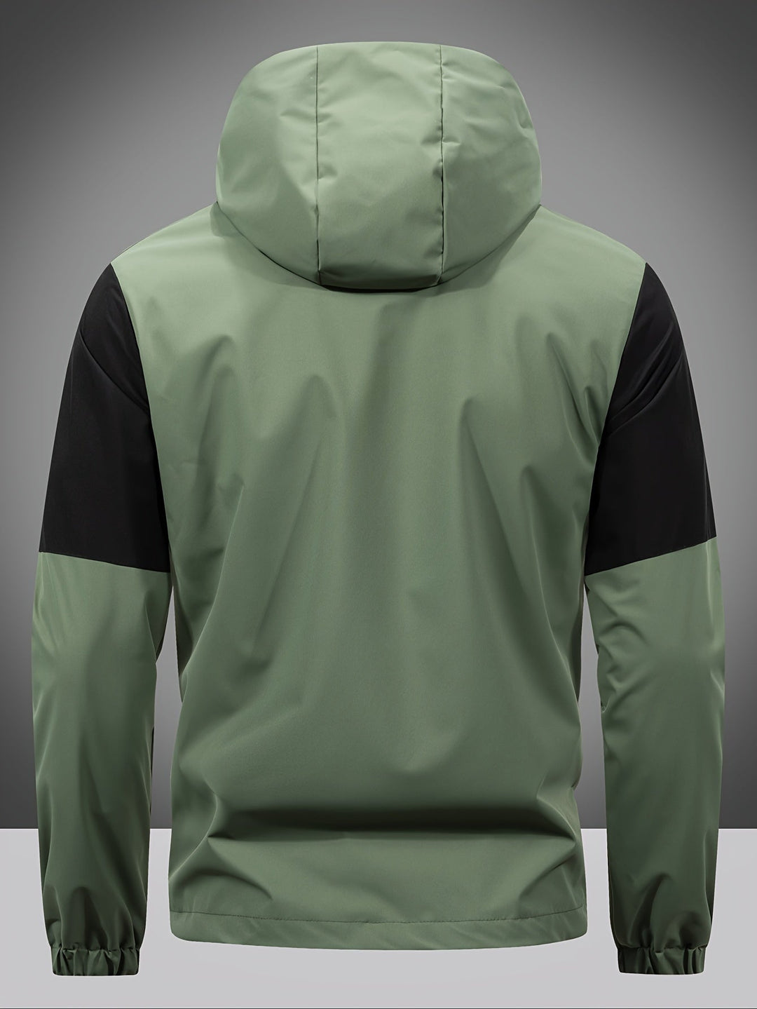 Men's stylish color block hooded jacket. This versatile, lightweight zip-up windbreaker is perfect for casual wear.
