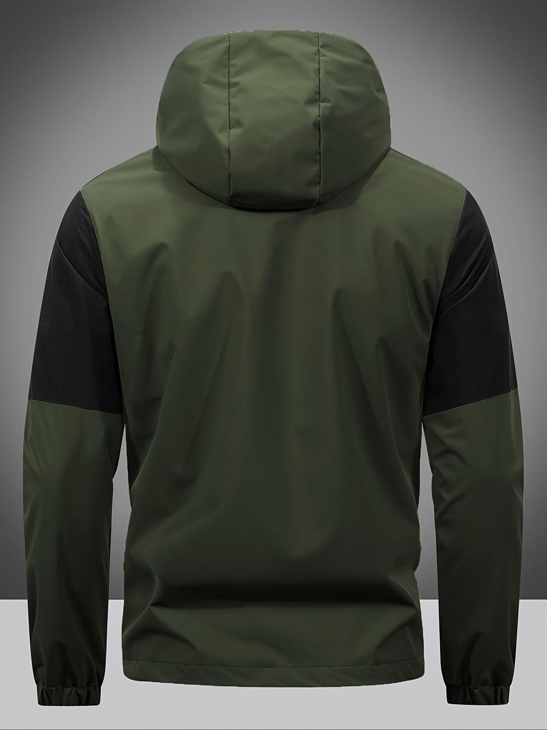 Men's color block hooded zip jacket. Lightweight, versatile outerwear, perfect for spring & autumn casual style.