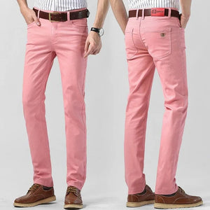 Stylish men's colored casual pants. Comfortable cotton blend with a regular fit, perfect for versatile looks.