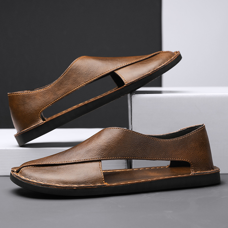 Side view of men's casual cross-strap sandals, essential summer footwear for beach.