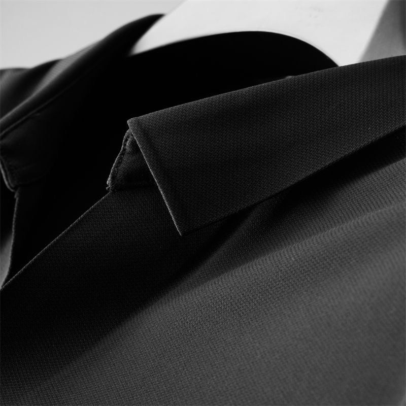 Soft knit men's polo shirt & tailored pants set. Comfortable, stylish two-piece outfit for versatile casual wear.