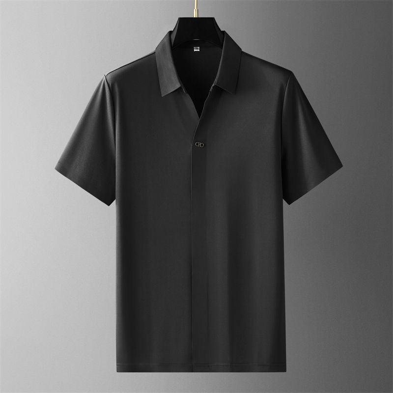 Men's stylish comfort polo & tailored pants set. Soft, breathable two-piece outfit for ultimate casual wear relaxation.