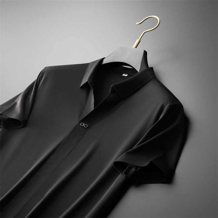 Versatile men's polo & tailored pants set. Two-piece outfit suitable for casual wear, travel, and smart dinner occasions.