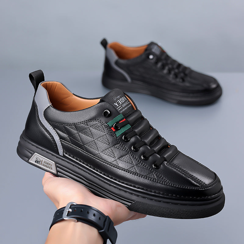 Premium material mens comfort sneakers, stylish lace-up design for daily wear.