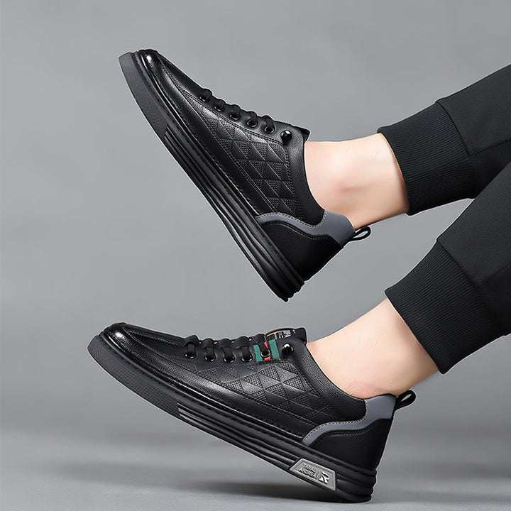 Elevated view of mens stylish comfort sneakers, perfect casual footwear with all-day support.