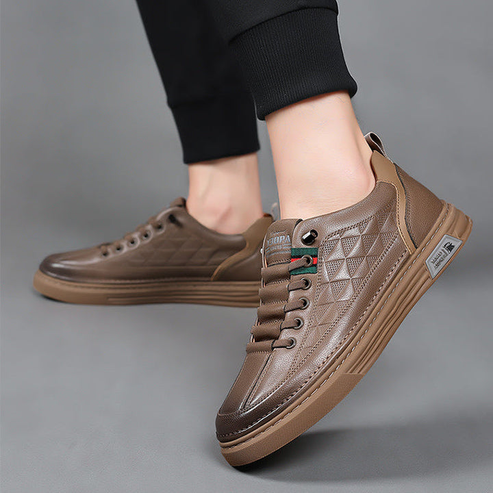 Front view of stylish mens walking shoes with cushioned sole, perfect for daily wear comfort.
