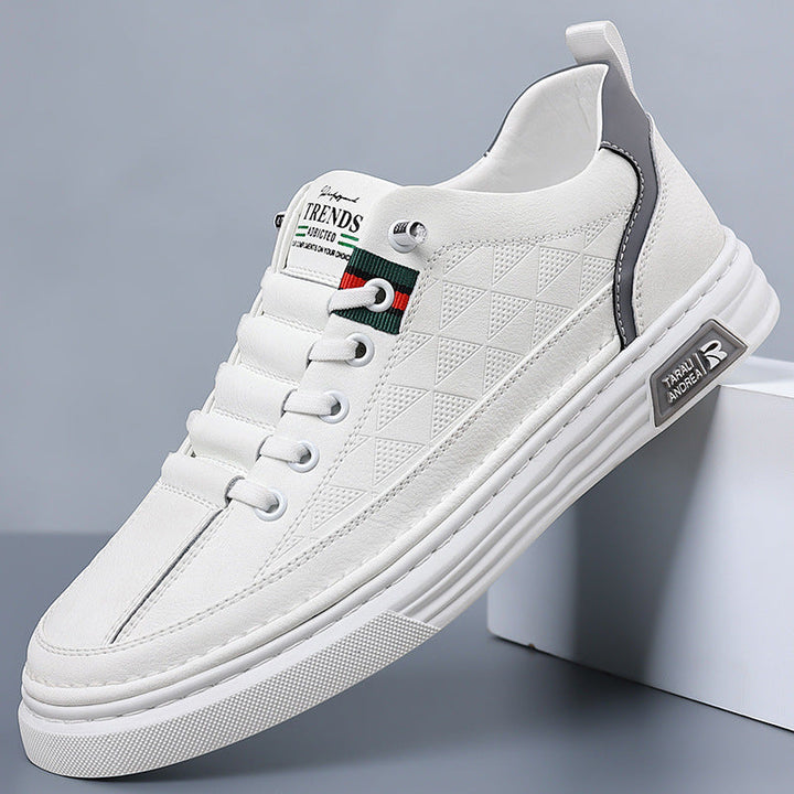 Pair of men's casual athletic style sneakers with cushioned sole for all-day comfort & support.