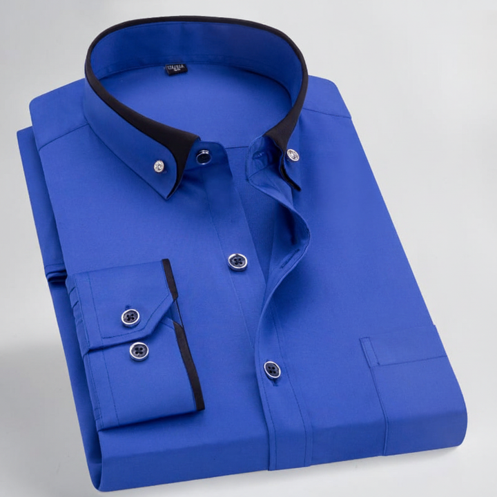 Classic menswear button-down collared long sleeve shirt, Simon, ideal for formal or casual