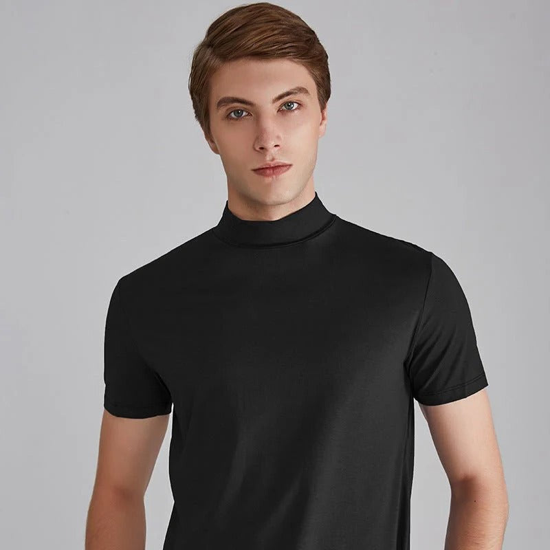 Men's stylish cotton turtleneck shirt, ideal for versatile casual wear & layering in fall/winter fashion.