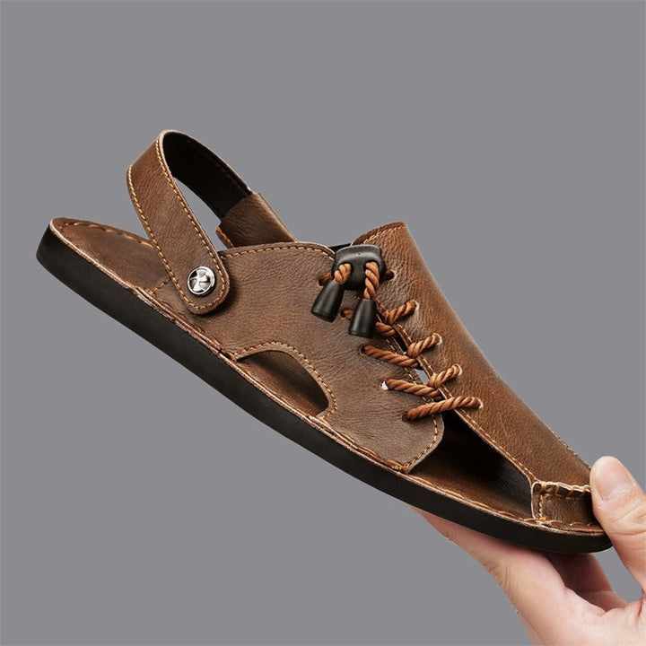 Fashionable men's cross-wrap comfort sandals, slip-on design for easy summer wear and relaxation.