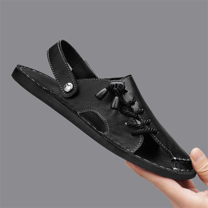 Mens casual cross-wrap sandals, comfortable slip-on summer shoes for daily wear and warm weather.