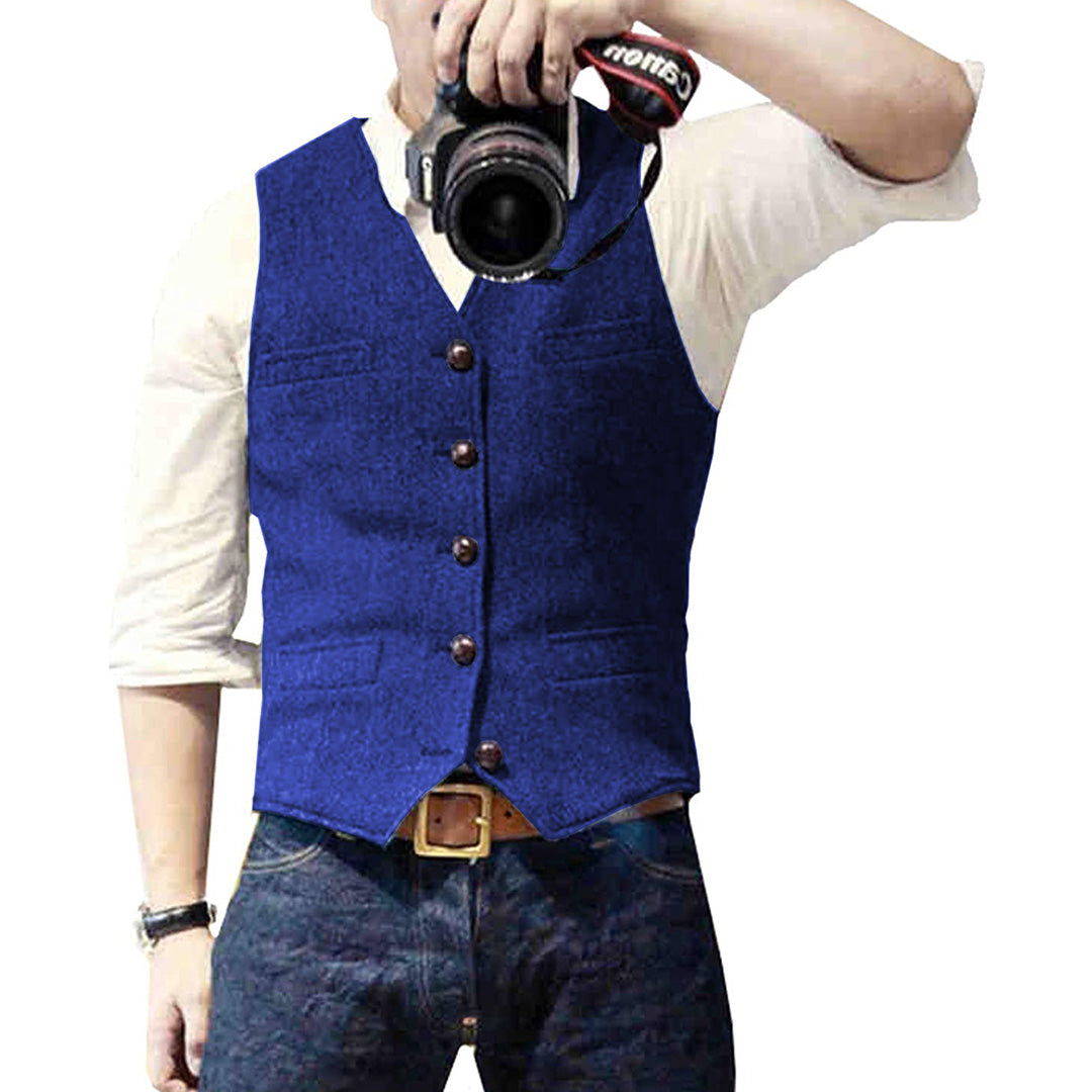 Versatile men's denim gilet for a stylish layered look. Essential jean vest outerwear for men's fashion.
