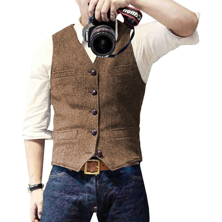 Blue denim gilet vest for men, offering a stylish & timeless casual wear option. Mason brand outerwear.