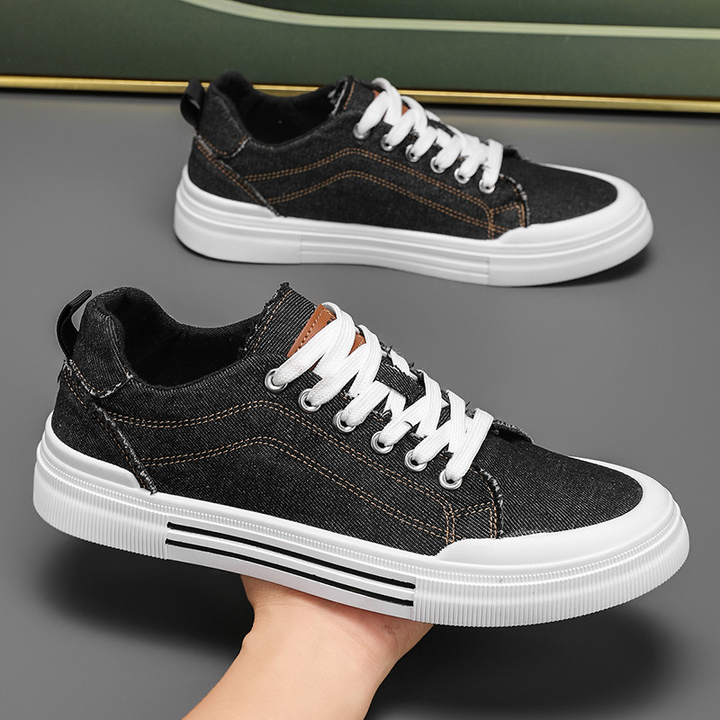 High-quality denim men's sneakers, blending street style with casual comfort.