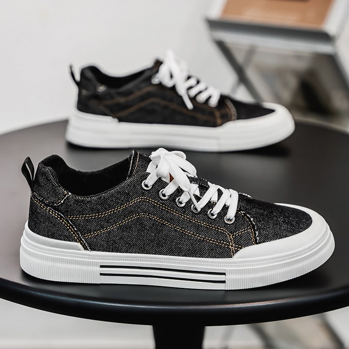Fashion-forward men's denim sneakers, essential for modern street style & comfort.