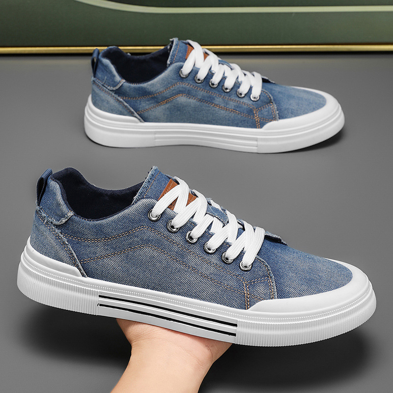 Trendy street style men's denim sneakers, offering ultimate casual comfort footwear.