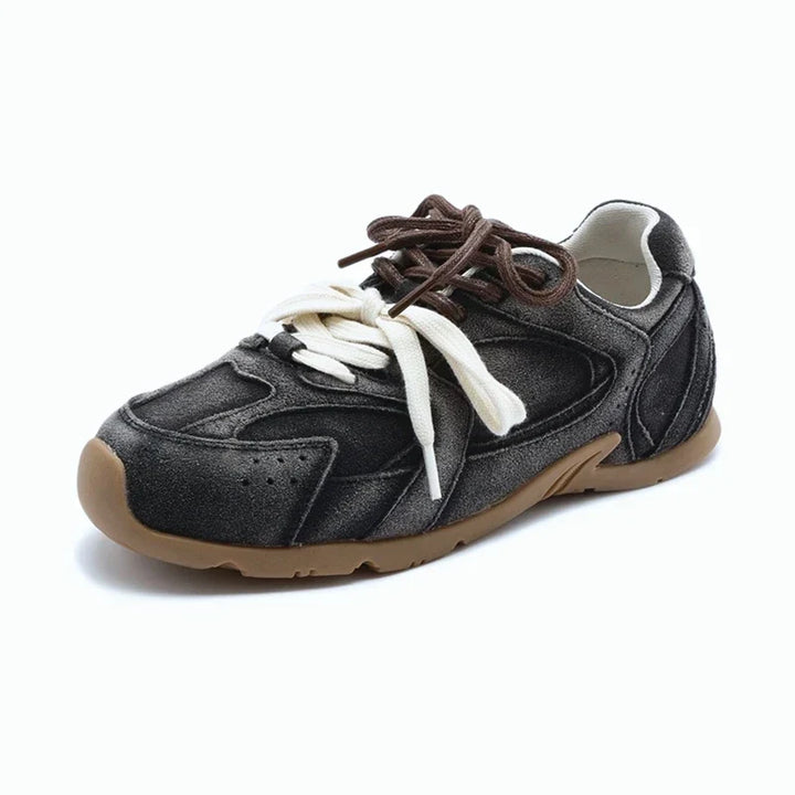 Brown men's stylish double-lace comfort sneakers. Versatile and fashionable casual footwear for daily wear.