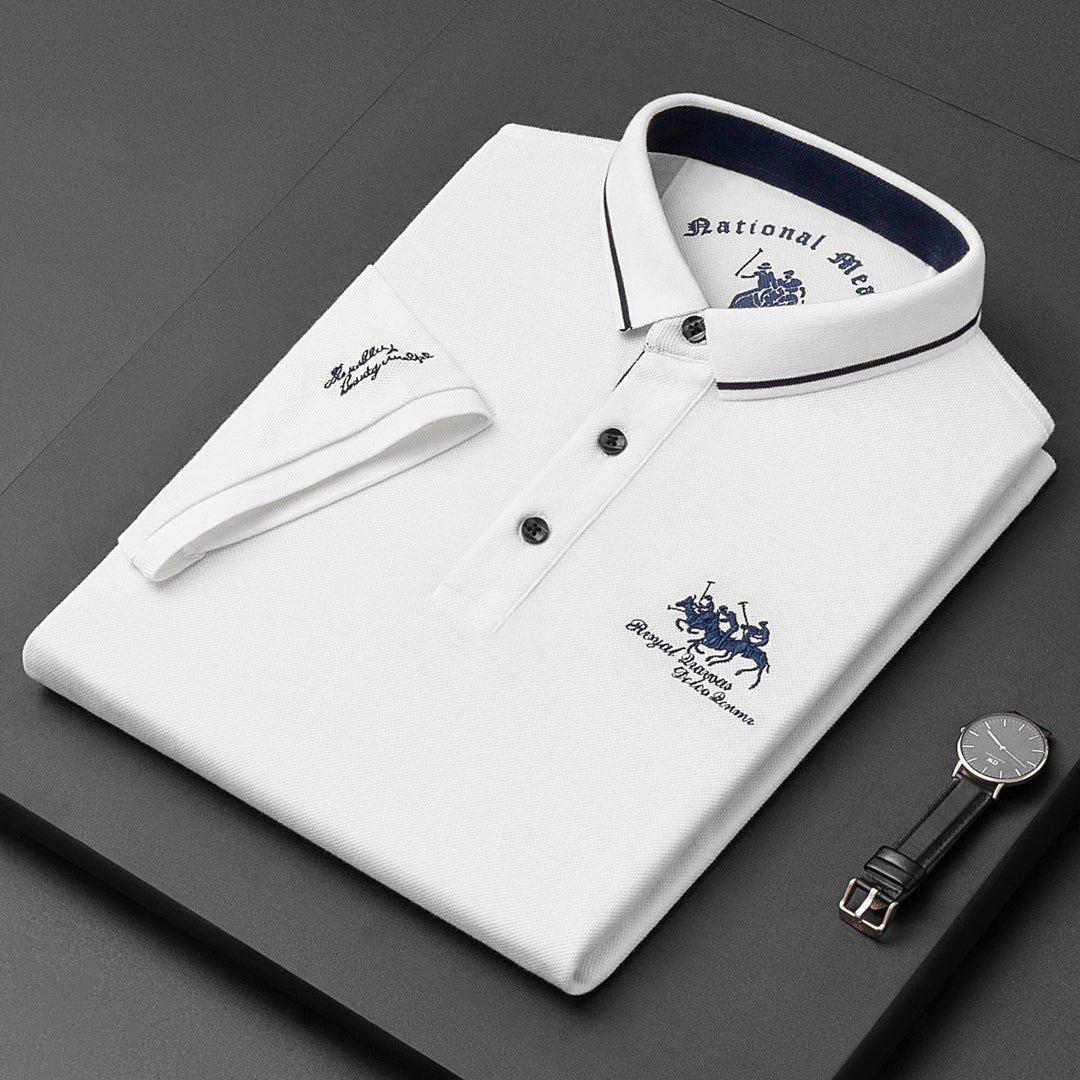 Men's smart-casual embroidered polo shirt, high-quality cotton, ideal for a refined and versatile outfit.