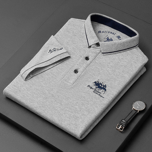 Trendy men's embroidered polo shirt, a modern classic casual top crafted from premium cotton.
