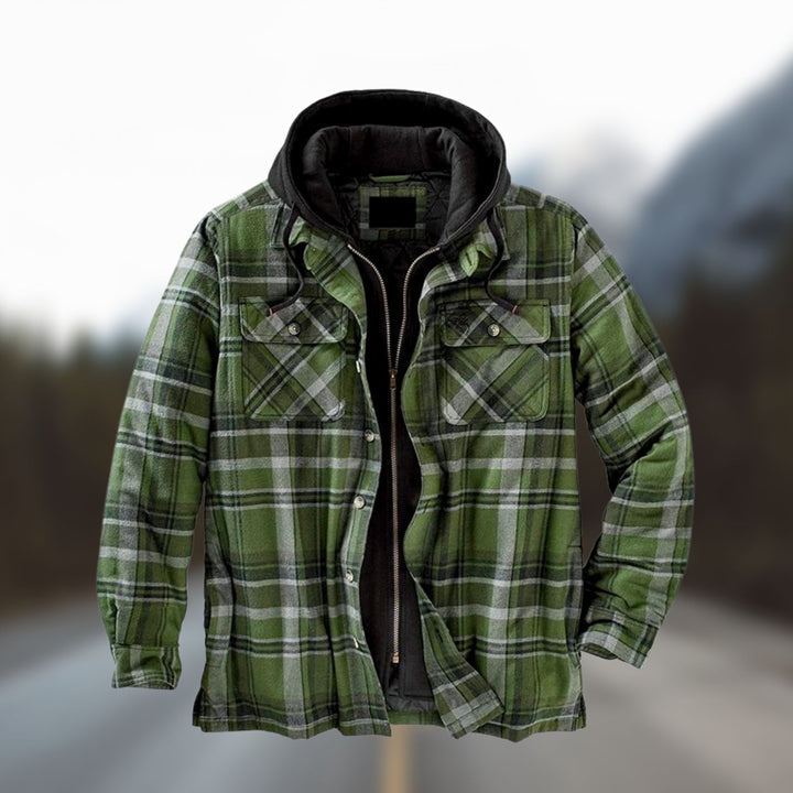 Durable men's warm winter coat, Evan model. Stylish everyday jacket with adjustable cuffs, perfect for travel.
