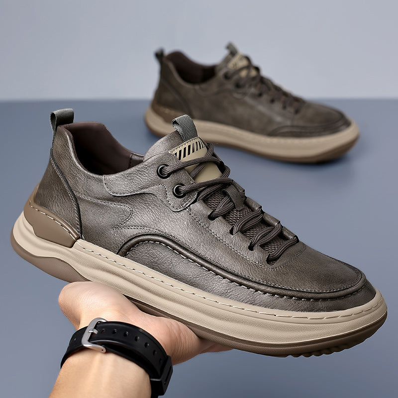 Gray men's stylish everyday sneakers, providing supreme comfort for walking & casual style.
