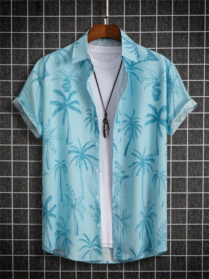Men's stylish short-sleeve floral shirt, a versatile collared top for trendy summer casual ensembles.