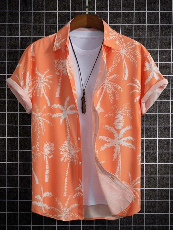 Stylish men's short-sleeve floral shirt, a must-have casual top for summer outings and relaxed fashion.