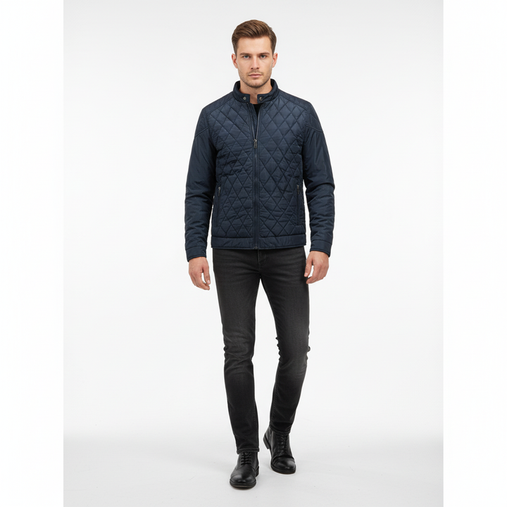 Lightweight men's autumn jacket, Hubert model, dark with subtle diamond pattern, versatile outerwear