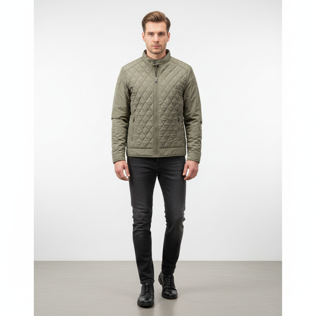 Stylish men's Hubert autumn jacket with a unique diamond pattern, ideal for everyday casual wear