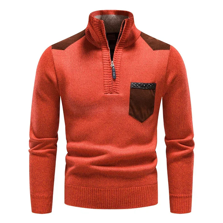 Men's stylish half-zip casual sweater with contrast details, perfect for everyday fashion.