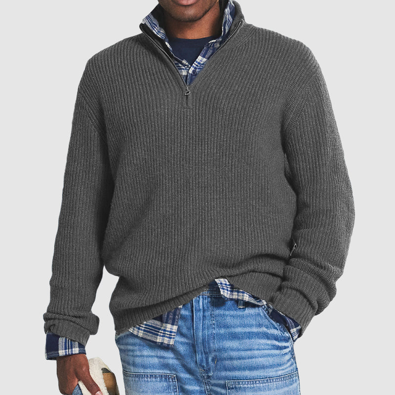Versatile men's half-zip pullover sweater, ideal for stylish casual wear or a smart business casual look.