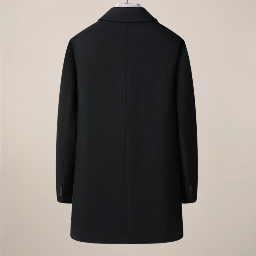 Essential men's herringbone overcoat, a timeless piece for any modern fashion wardrobe.