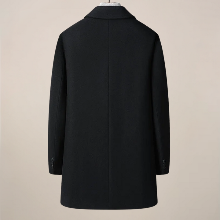 Essential men's herringbone overcoat, a timeless piece for any modern fashion wardrobe.