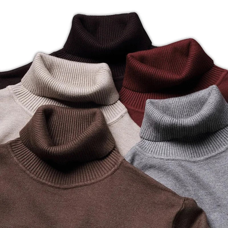 Warm men's high-neck sweater. Soft knit for fall & winter, perfect as a stylish layering pullover.