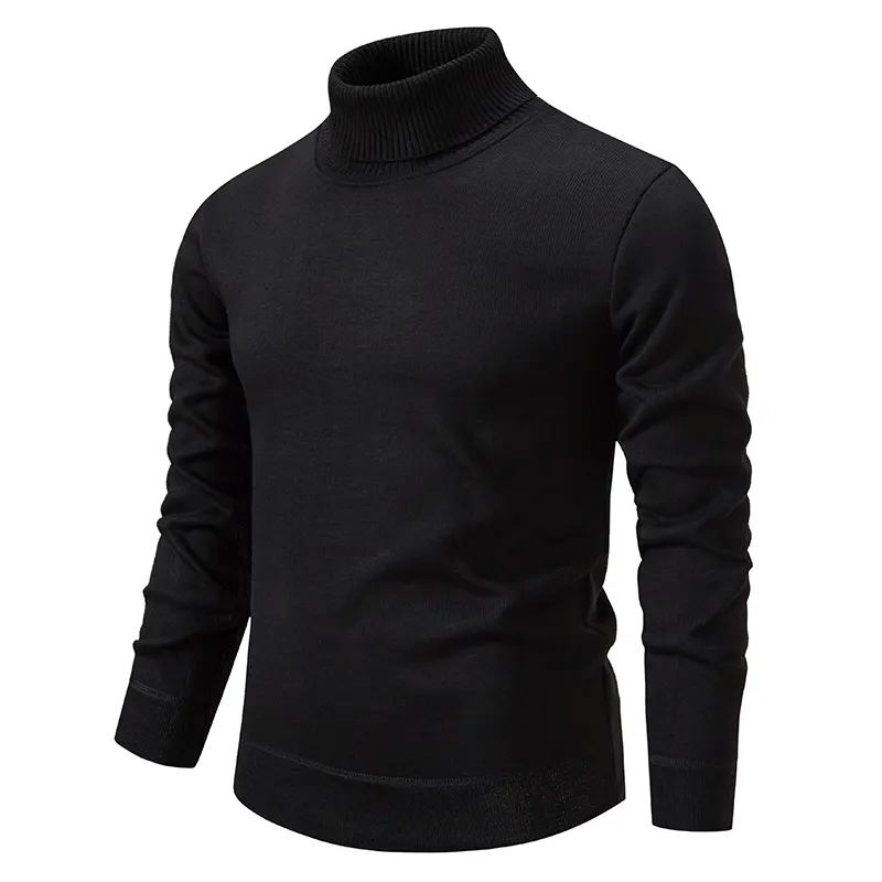 Versatile men's high-neck knit sweater, great for casual or elegant layering in fall & winter.