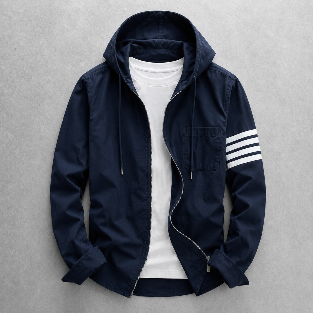 Stylish men's hooded jacket for a modern, comfortable look. Perfect tailored fit for spring & fall casual outerwear.