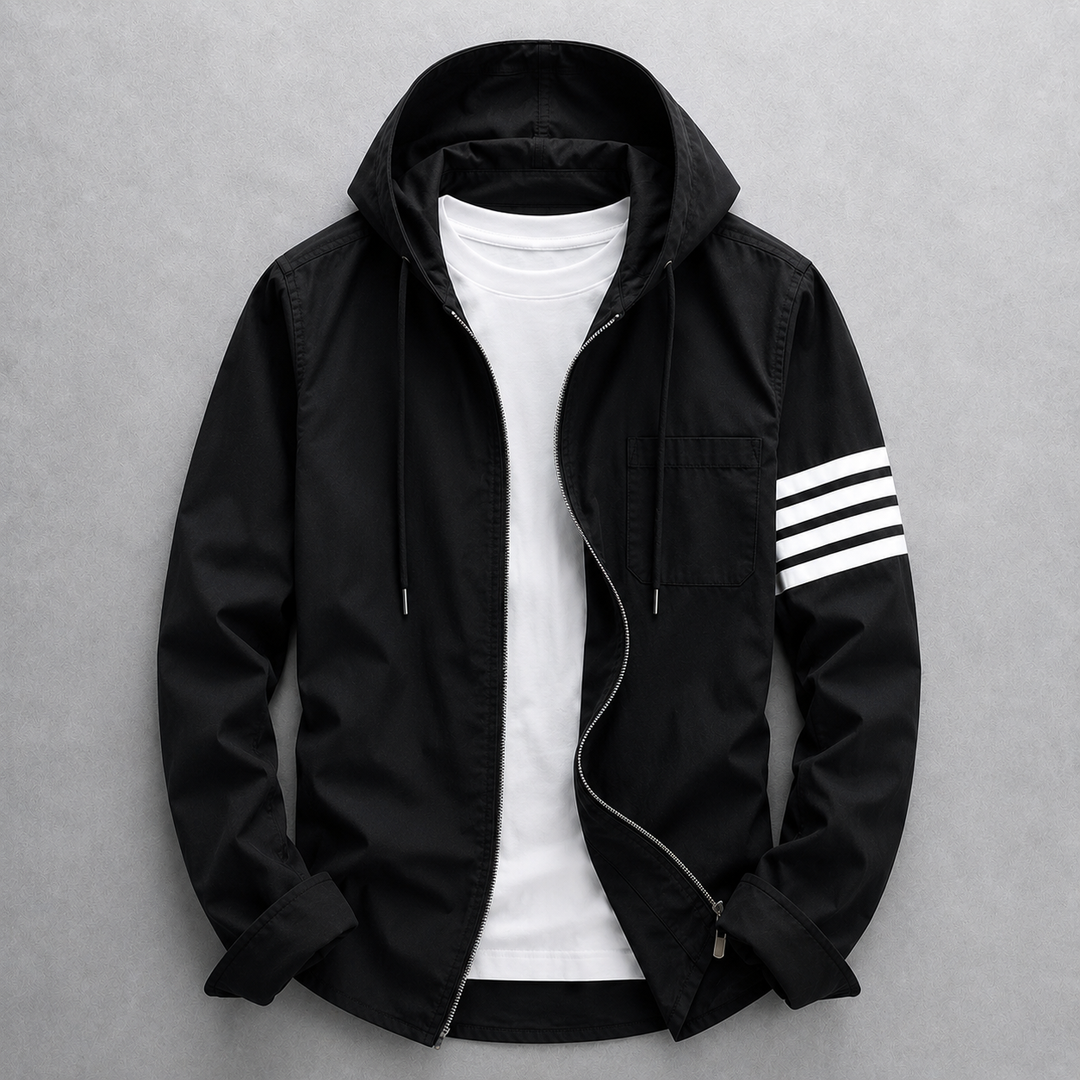Men's comfortable hooded jacket, stylish tailored fit. Versatile casual outerwear for all-day wear in spring/fall.