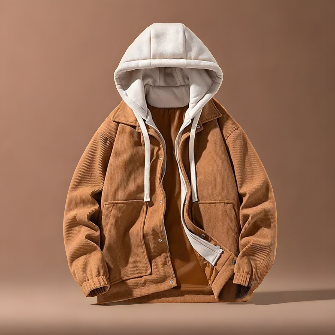 Comfortable men's insulated winter jacket, ideal for cold weather, offering warmth and style.