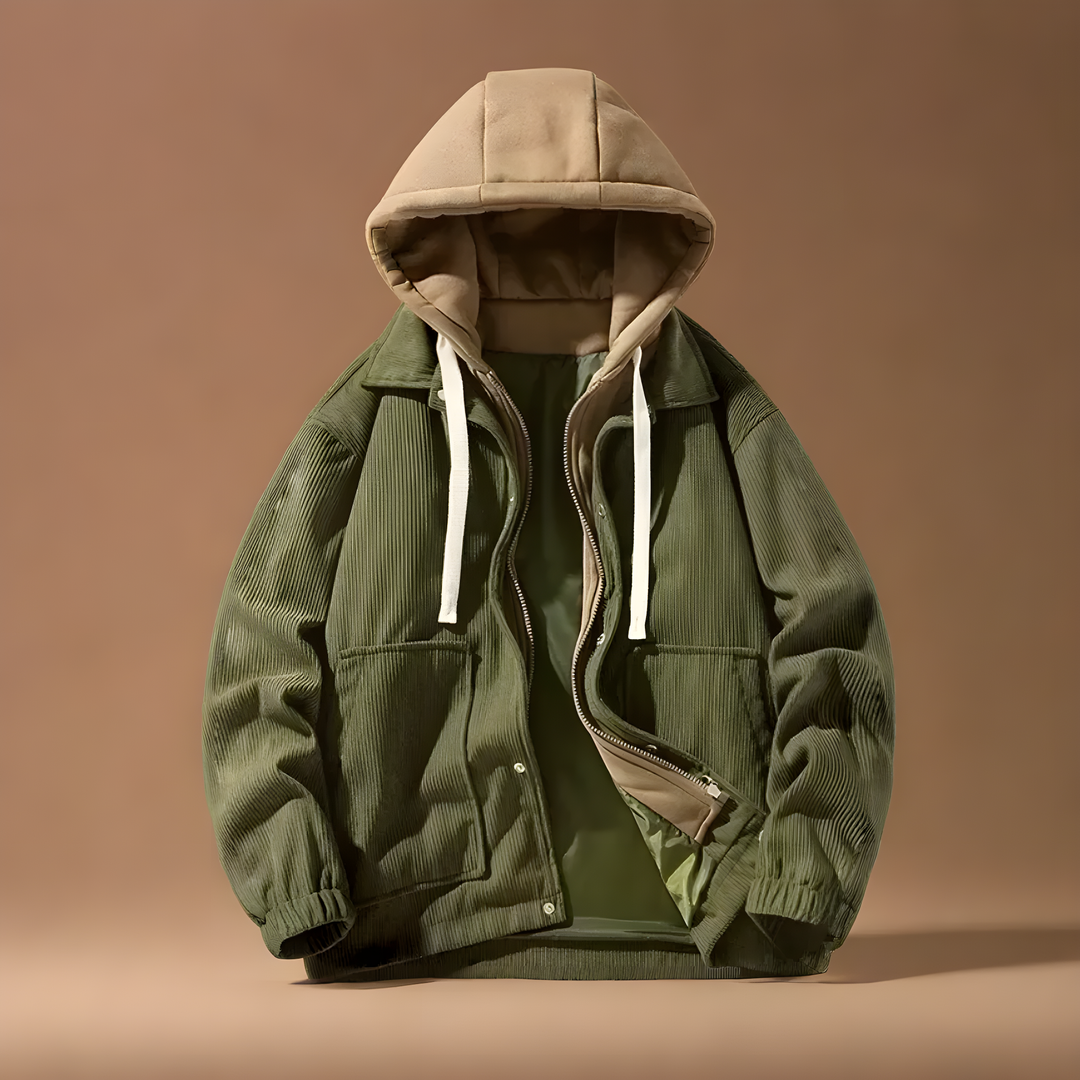 Modern men's insulated winter jacket, a durable and stylish outerwear option for cold weather comfort.