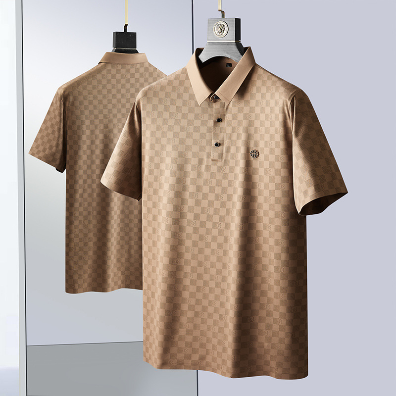 Black men's breathable knit polo shirt, lightweight & comfortable everyday fashion.