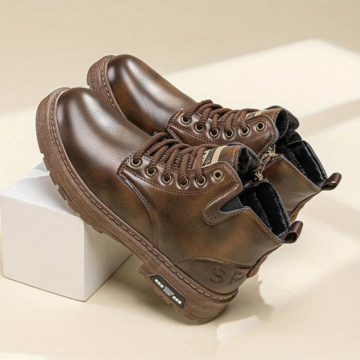 Men's versatile lace-up boots with side zipper, easily transition from casual weekend to formal dress outfits.